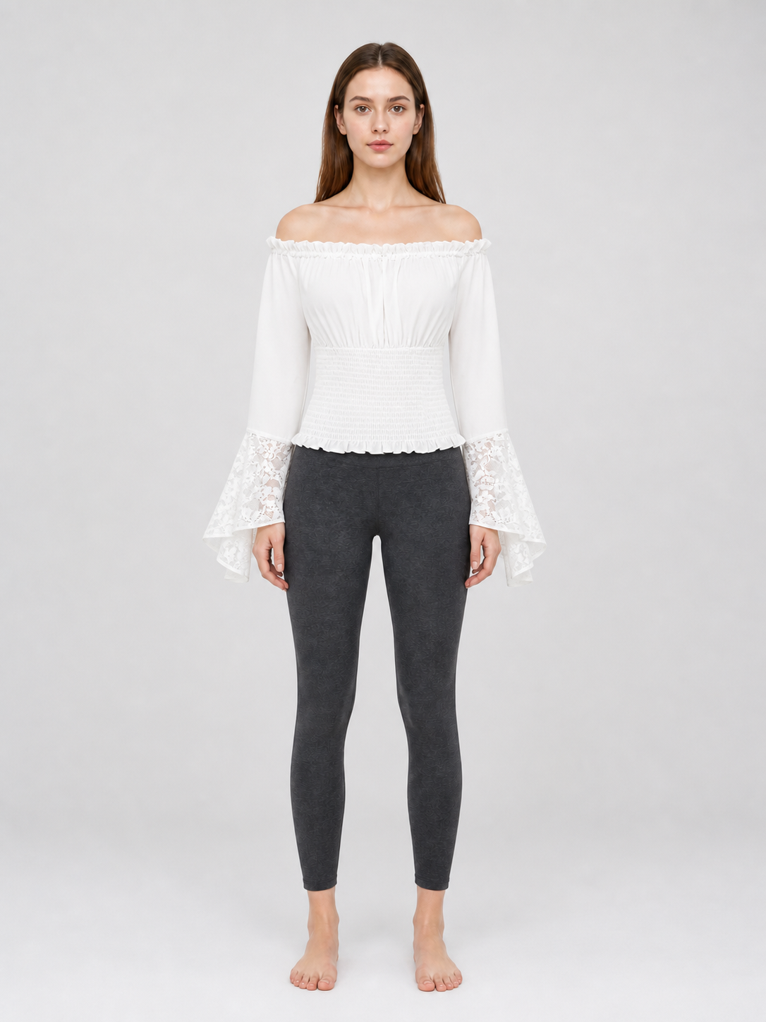 White Off-the-Shoulder Ruffle Blouse