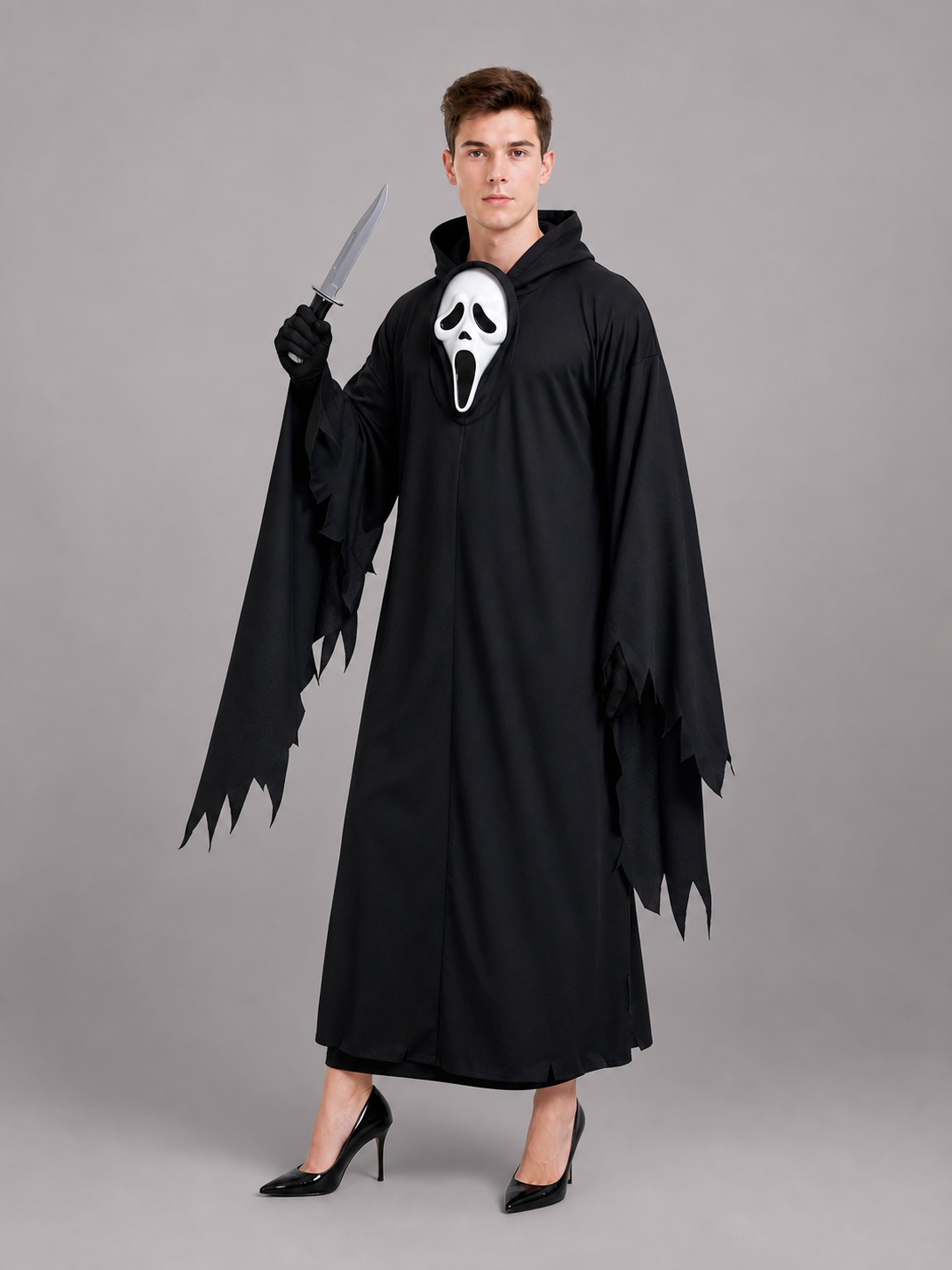 Hooded Ghost Cloak and Mask for Cosplay