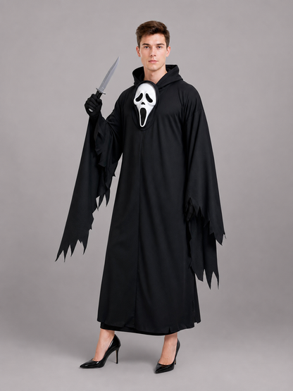 Hooded Ghost Cloak and Mask for Cosplay