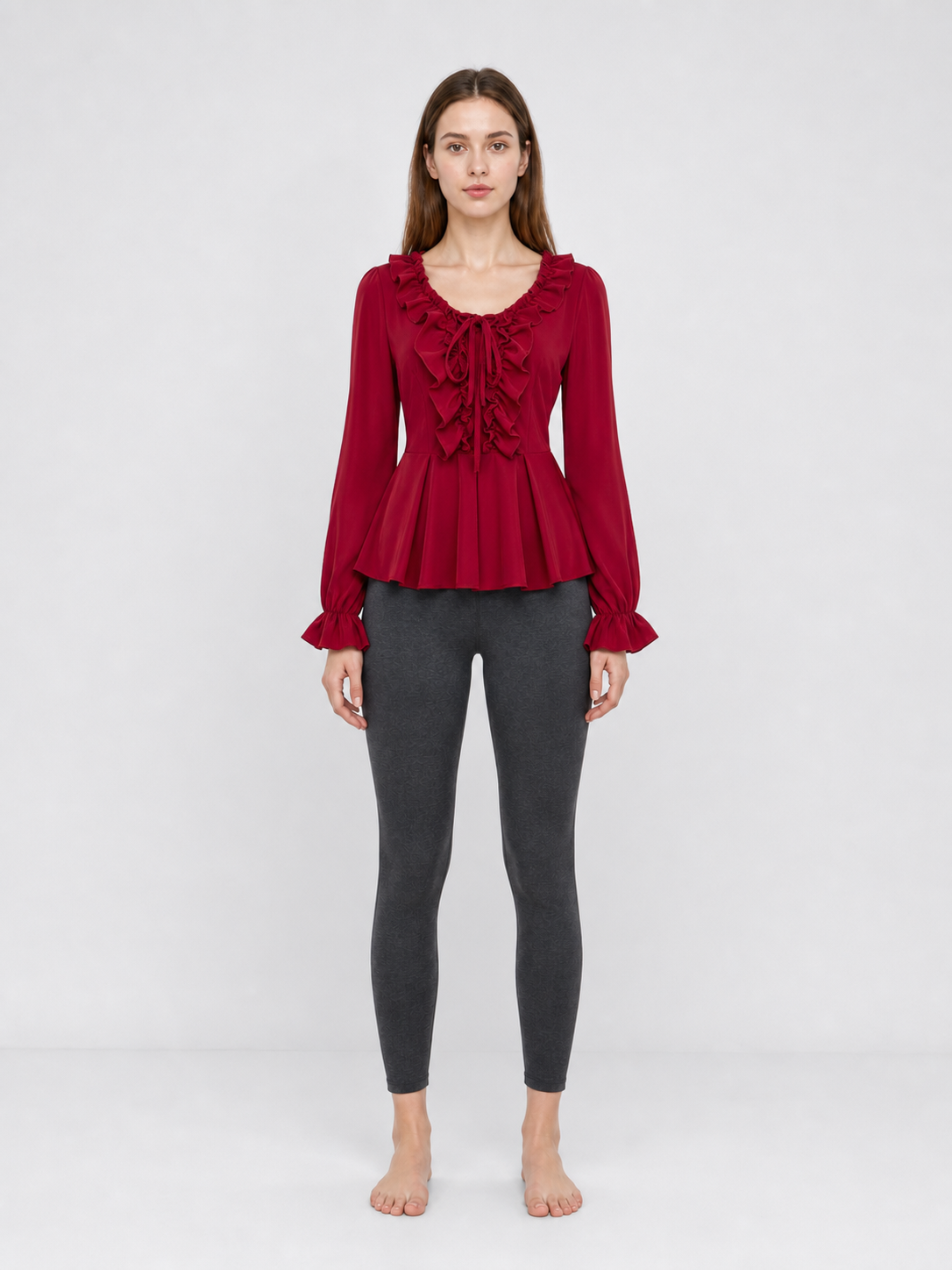 Renaissance-style blouse with jabot and lacing