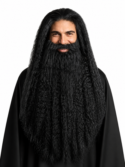Black Wizard Wig and Beard for Halloween