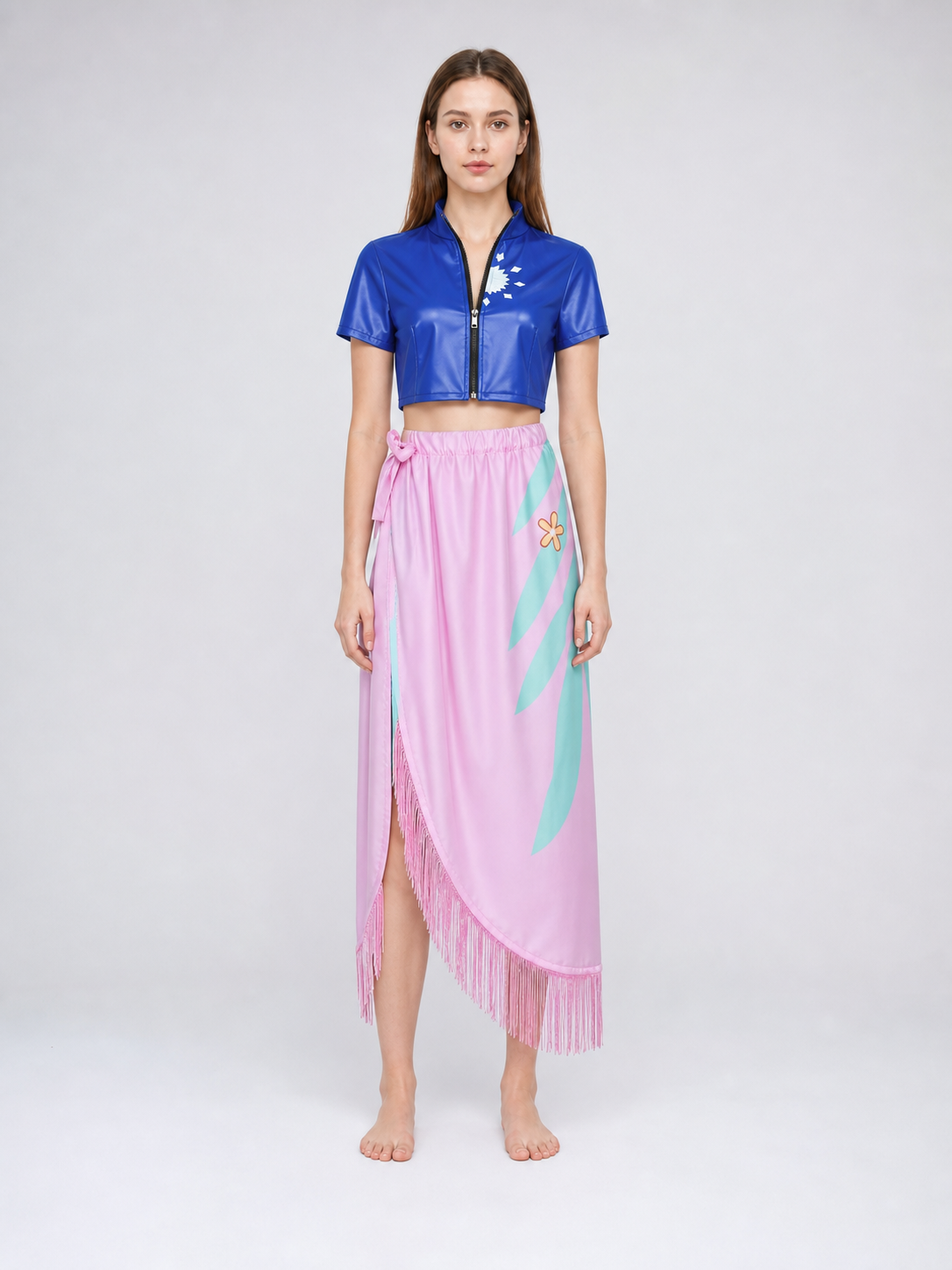 Nico Robin Cosplay Costume: Blue Blouse and Pink Skirt