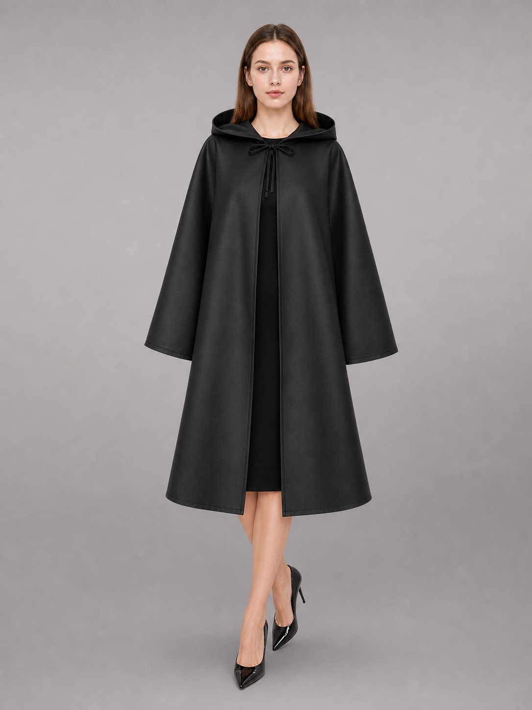 Black hooded carnival cloak for costumes