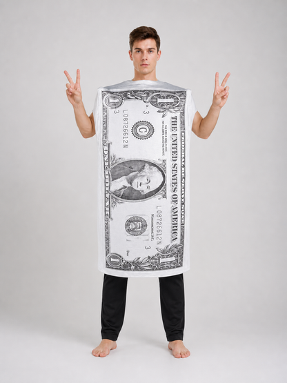 Carnival Costume Tunic with Dollar Bill Print