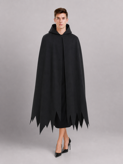Black Halloween cape with hood and mask