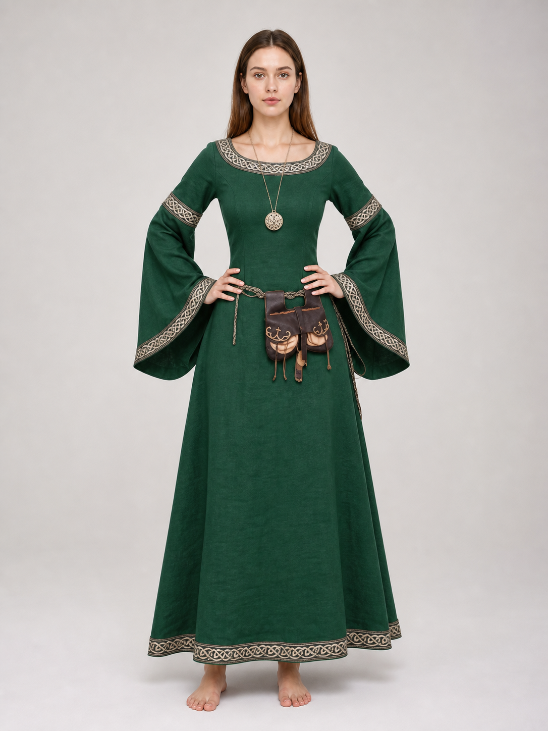 Medieval-Style Dress with Wide Sleeves