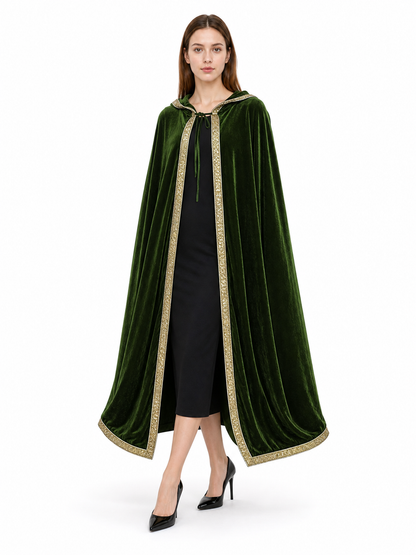 Dark Green Hooded Carnival Cloak