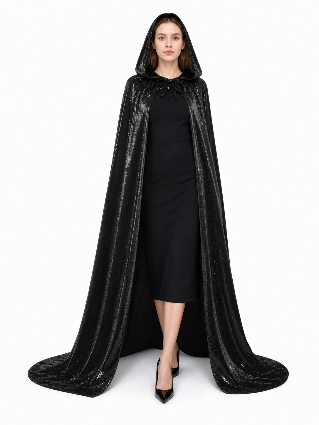 Black Gothic Hooded Carnival Cloak