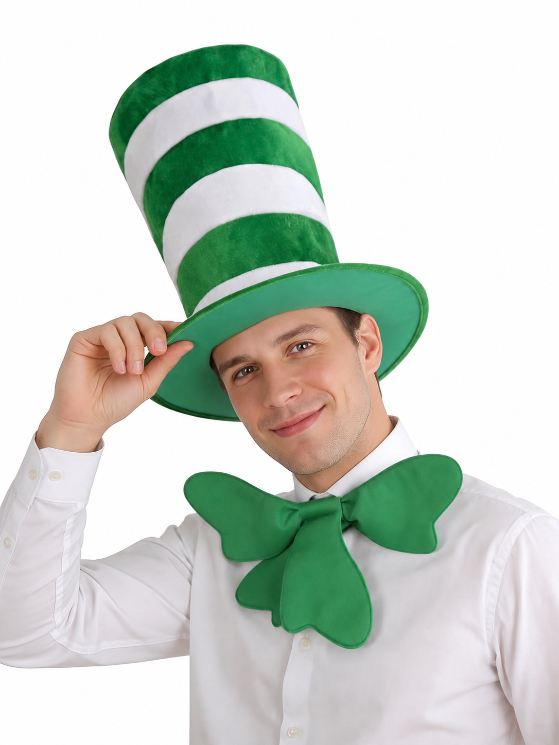 Carnival Top Hat in Green and White Stripes