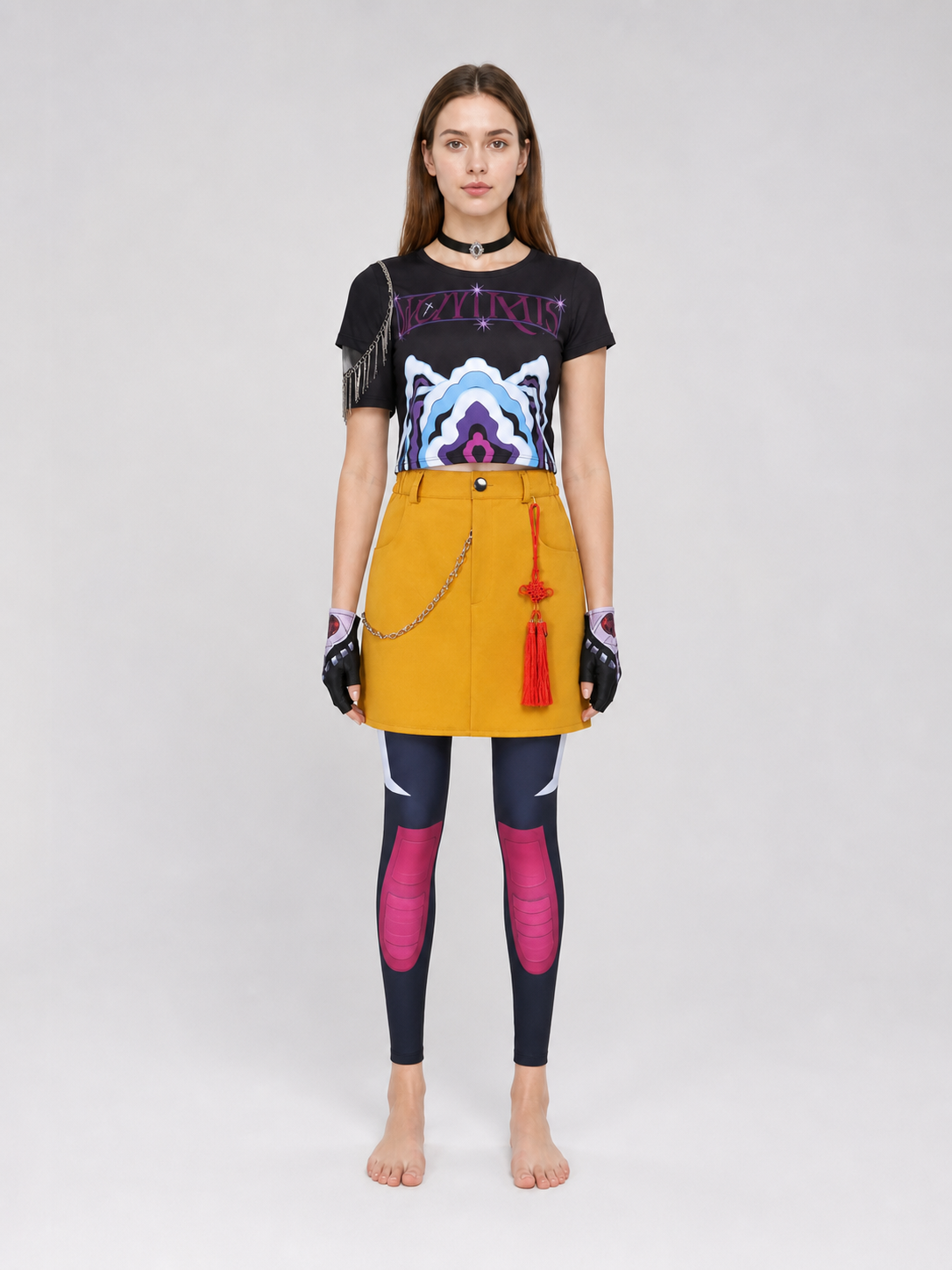 Mila Cosplay Costume: Top, Skirt, Stockings, and Accessories