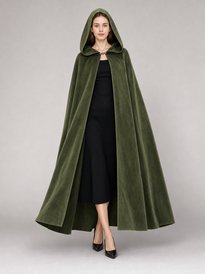 Long Green Hooded Costume Cloak