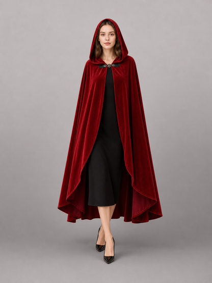 Red medieval carnival cloak with hood