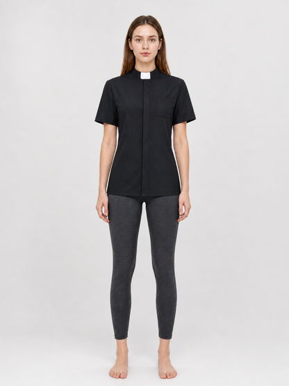 Black cosplay shirt with a stand collar