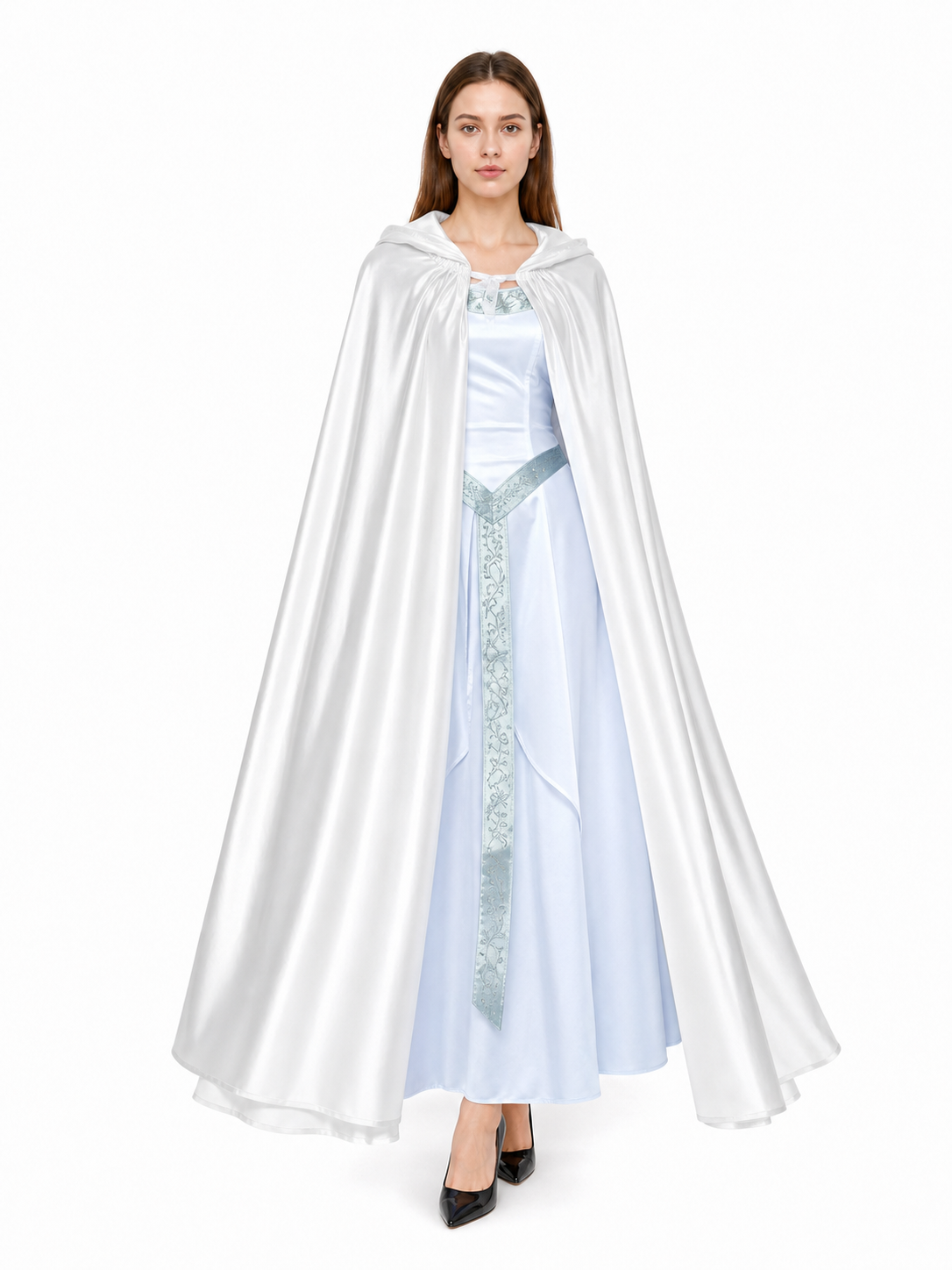White Hooded Costume Cape, Medieval