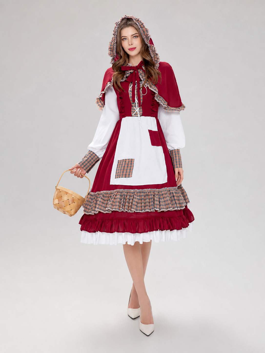 Little Red Riding Hood Costume: Dress with Apron and Cape