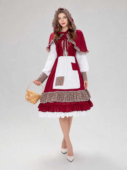Little Red Riding Hood Costume: Dress with Apron and Cape