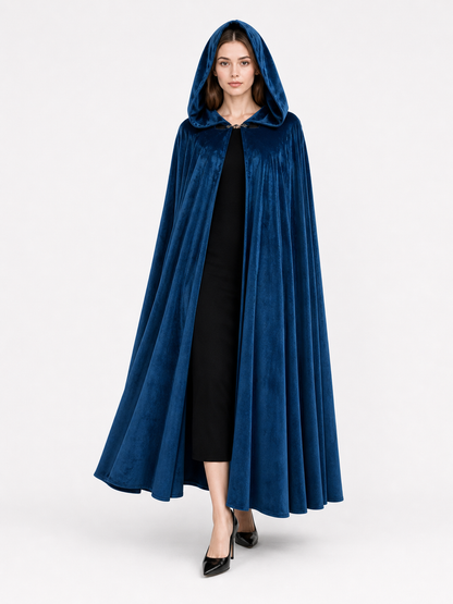 Blue Medieval Hooded Costume Cloak