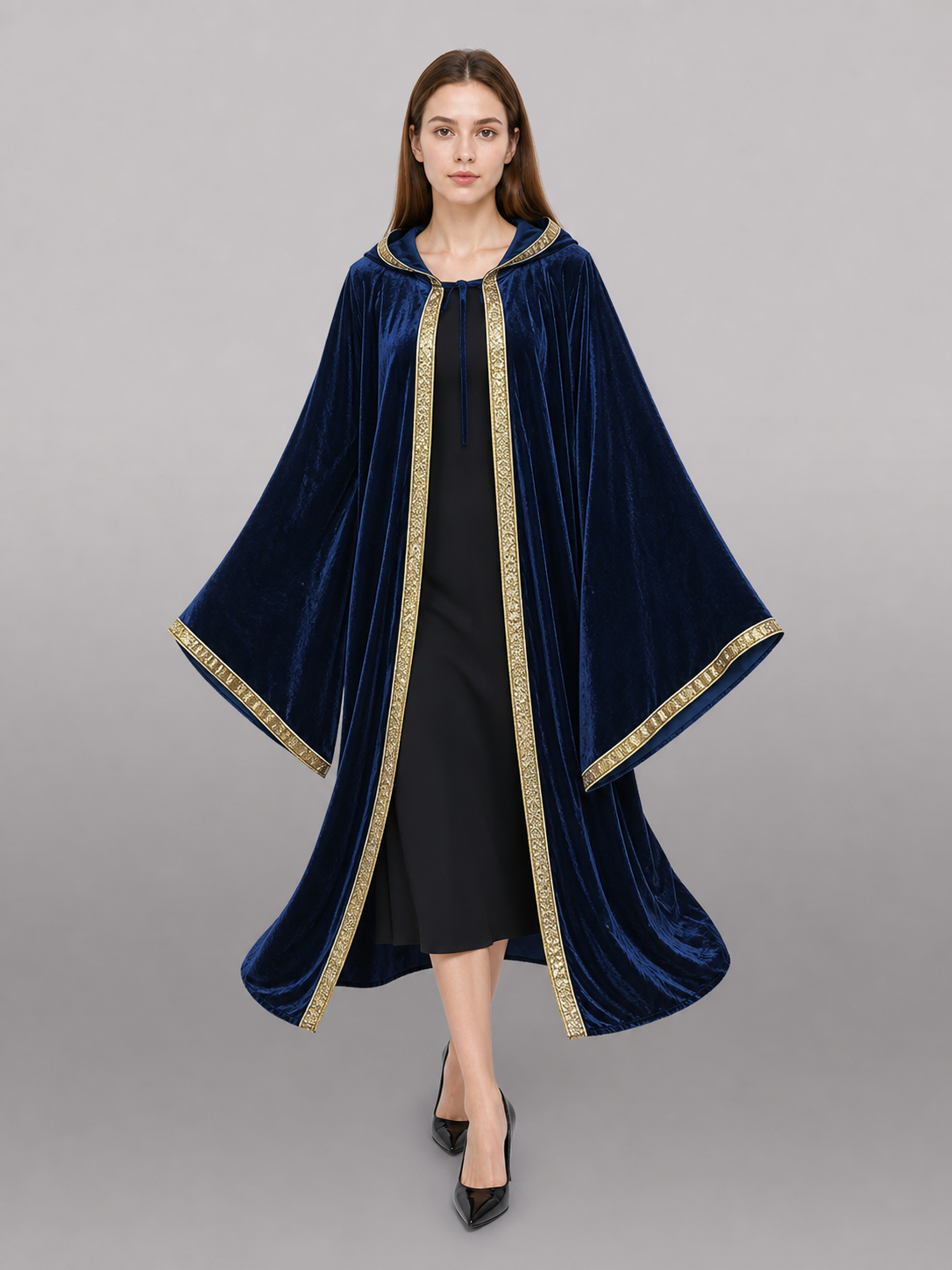Dark Blue Hooded Costume Cloak