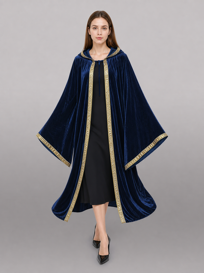 Dark Blue Hooded Costume Cloak