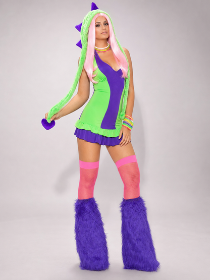 Halloween dinosaur costume, dress with tail