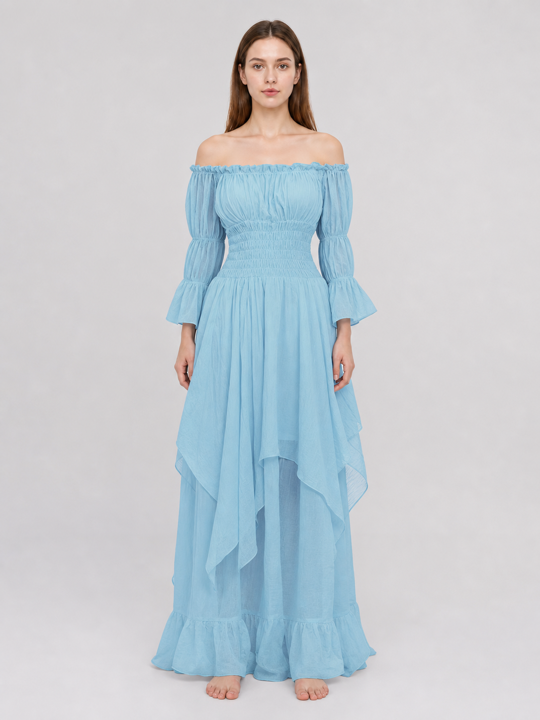 Off-the-Shoulder Dress with Long Sleeves