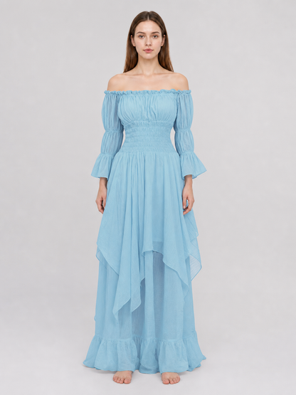 Off-the-Shoulder Dress with Long Sleeves