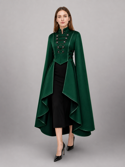 Green costume cloak with black inserts