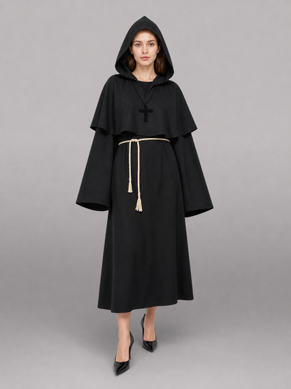 Black Carnival Cloak with Pointed Hood