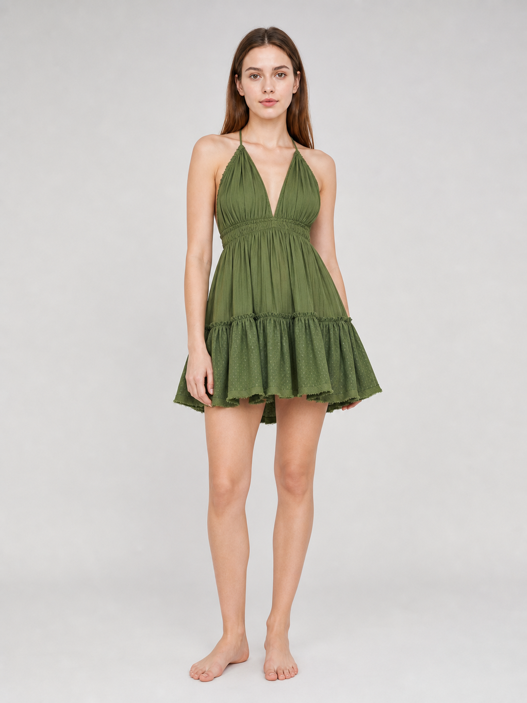 Sleeveless Boho Cotton Dress with Open Back