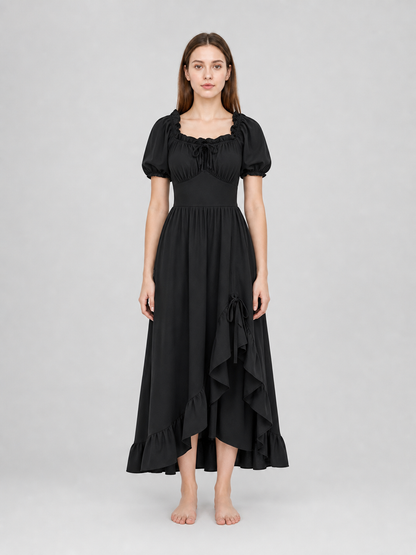Black Renaissance-Style Ruffle Dress