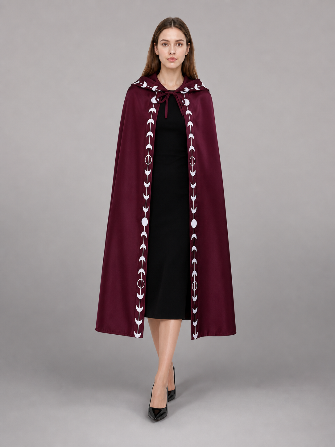 Burgundy Hooded Carnival Cloak