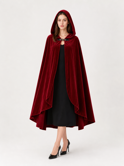 Red medieval carnival cloak with hood