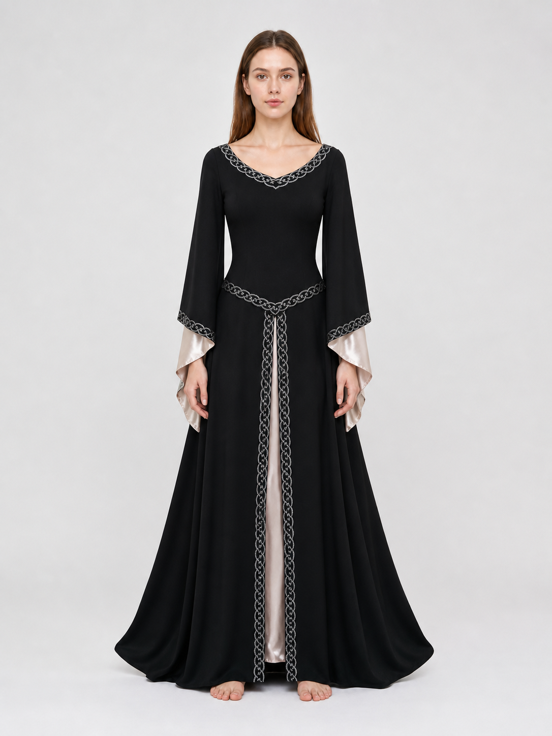 Long Black Dress with Celtic Trim