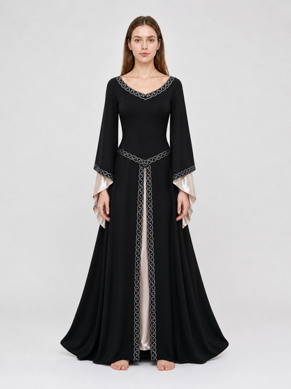 Long Black Dress with Celtic Trim