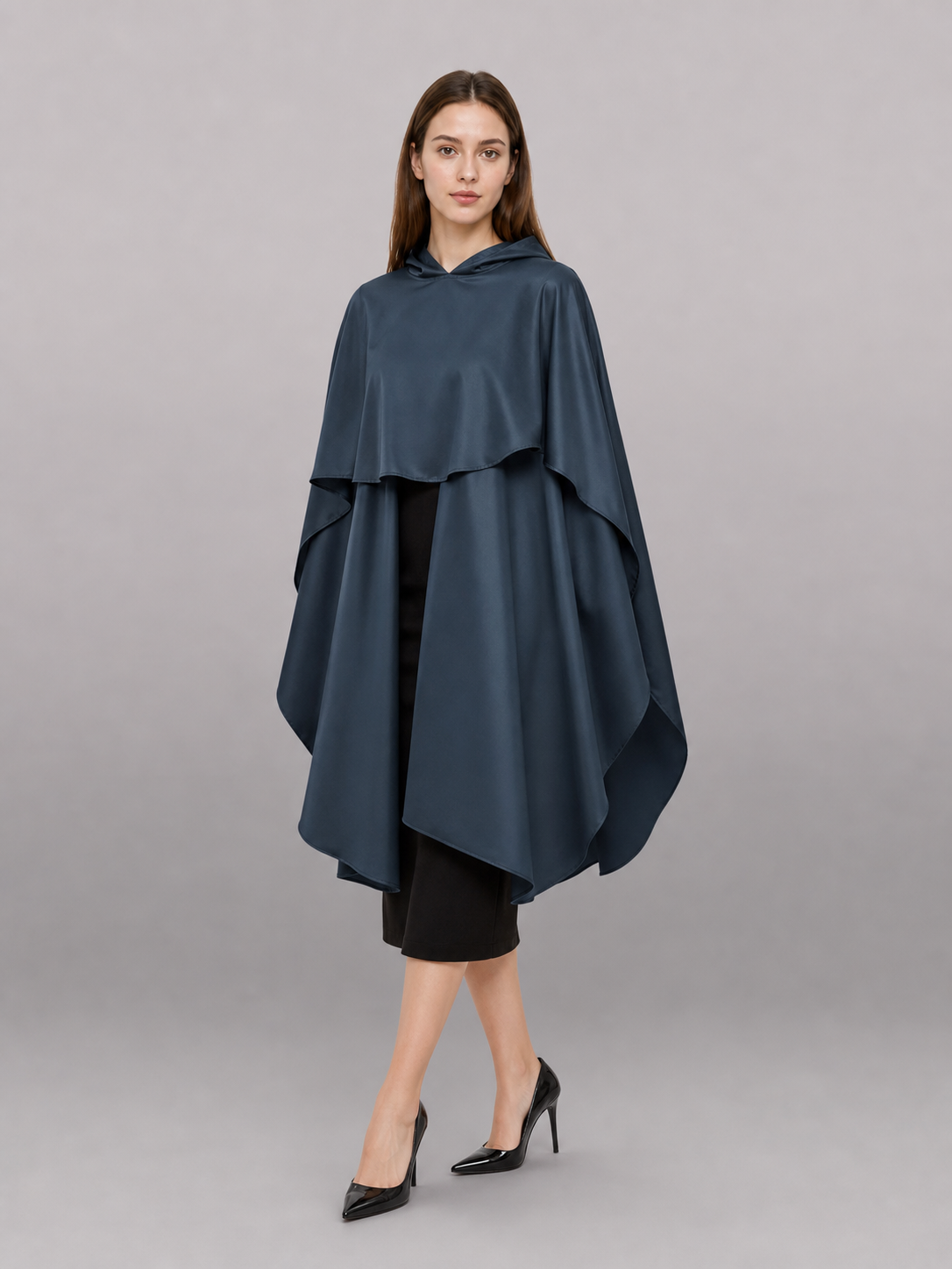 Dark Blue Hooded Costume Cape for Cosplay main product view