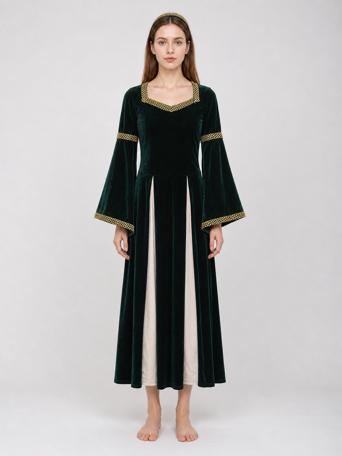 Medieval Floor-Length Dress with Bell Sleeves main product view