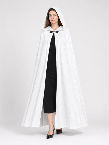 Long White Hooded Carnival Cloak