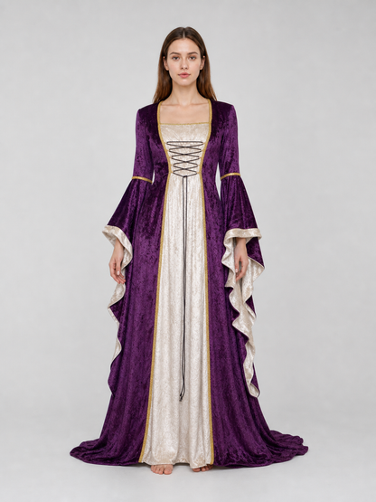 Medieval-Style Dress with Flared Sleeves
