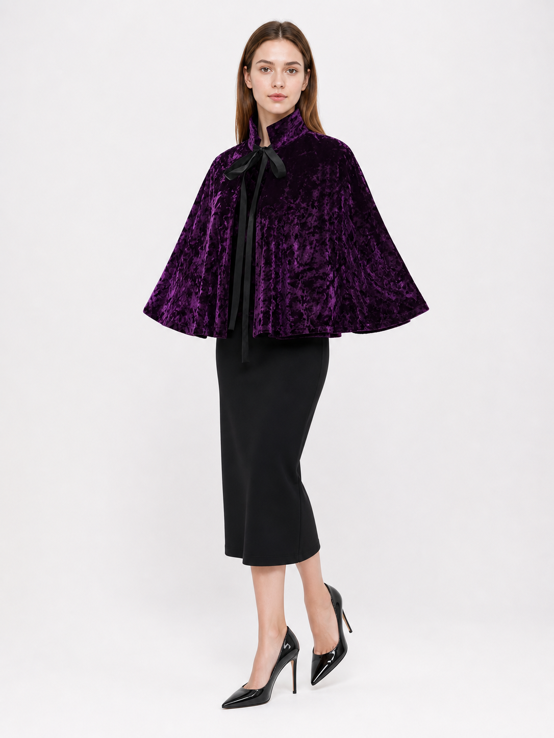 Purple Costume Cloak with High Collar
