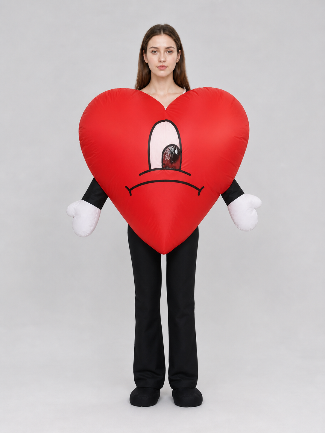 Red Soft Heart Plush Toy with a Sad Face