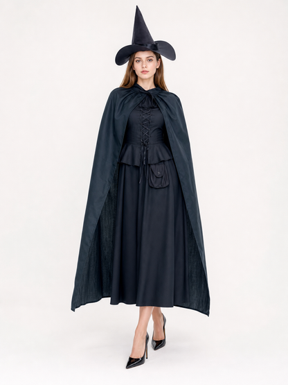 Black Costume Cape with Pointed Hat