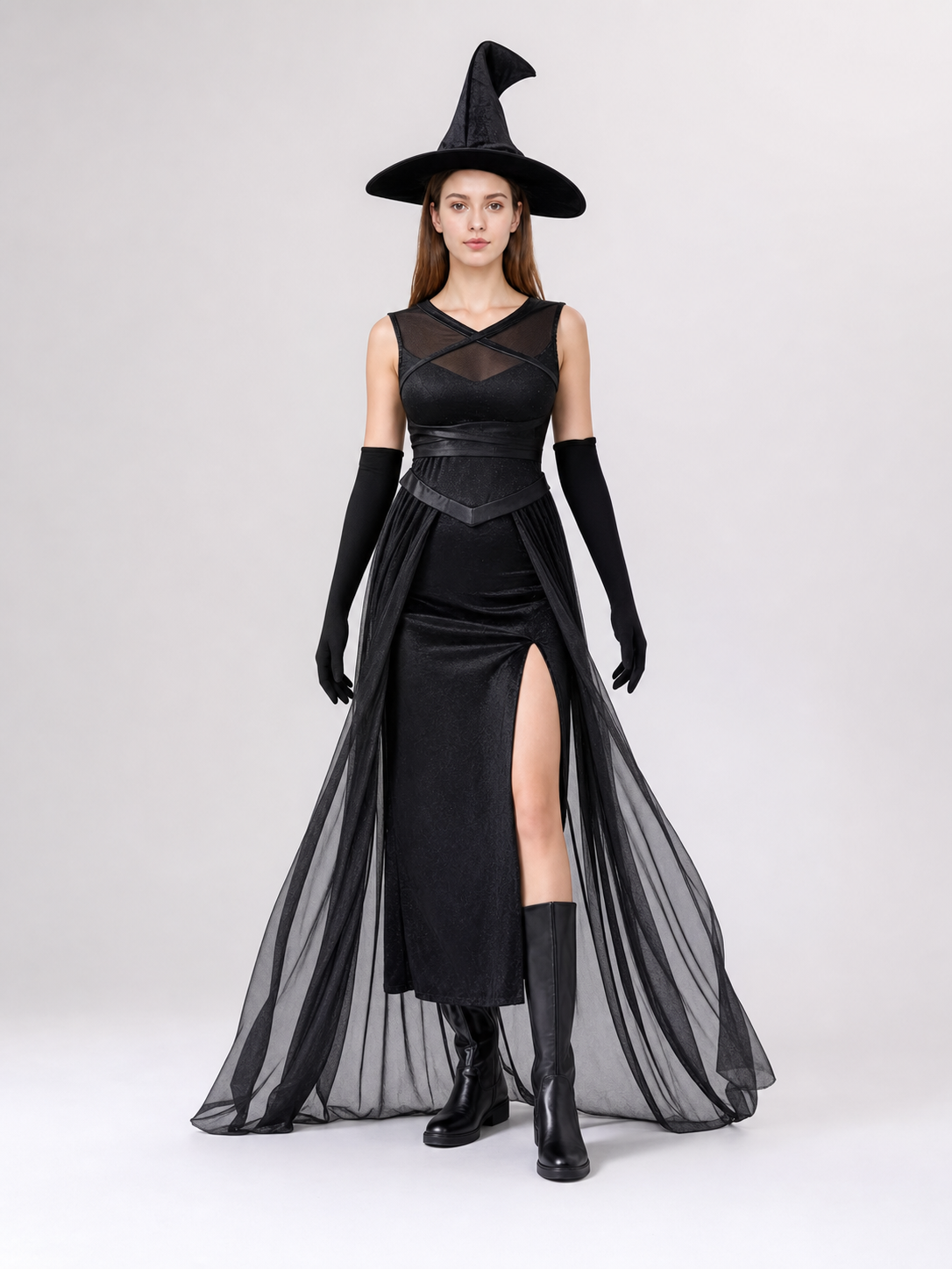 Halloween Witch Costume with Hat and Gloves