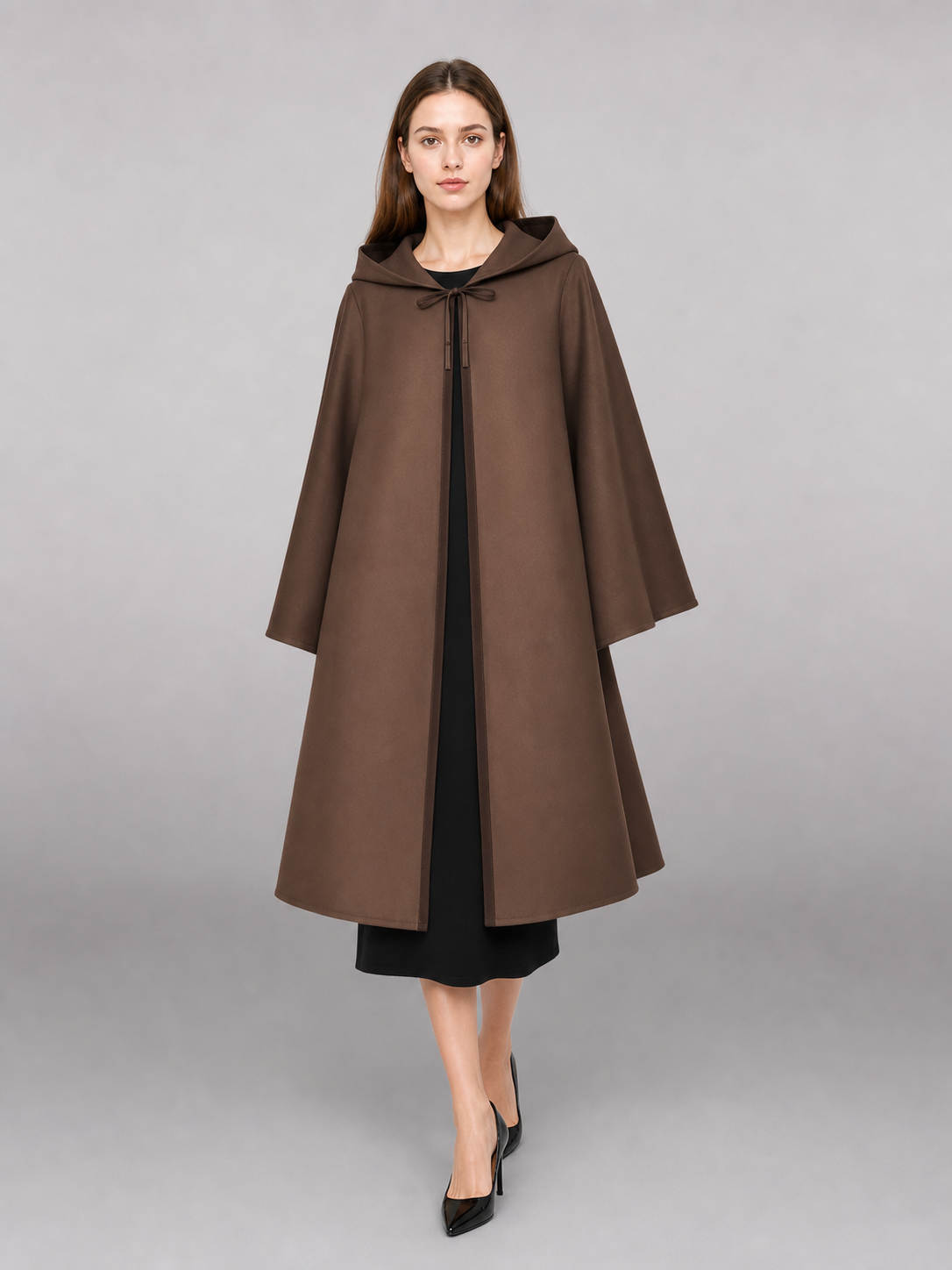 Brown Hooded Medieval Carnival Cloak
