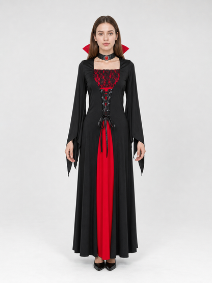 Vampire Costume: Long Black and Red Dress
