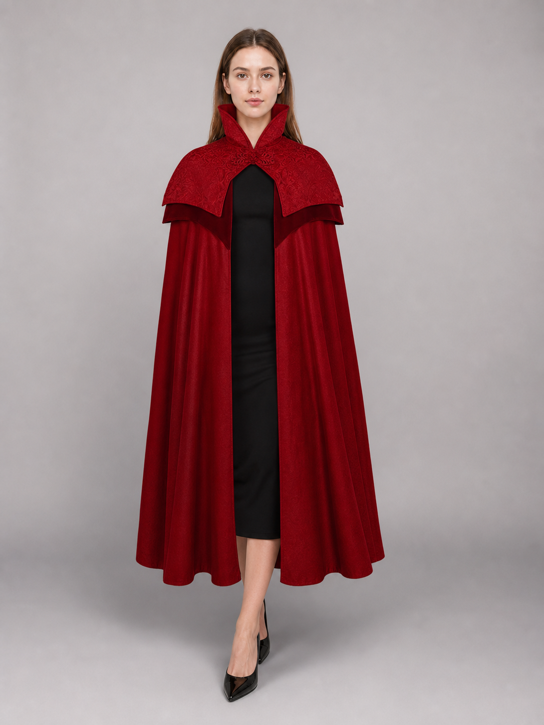 Burgundy Hooded Carnival Cloak