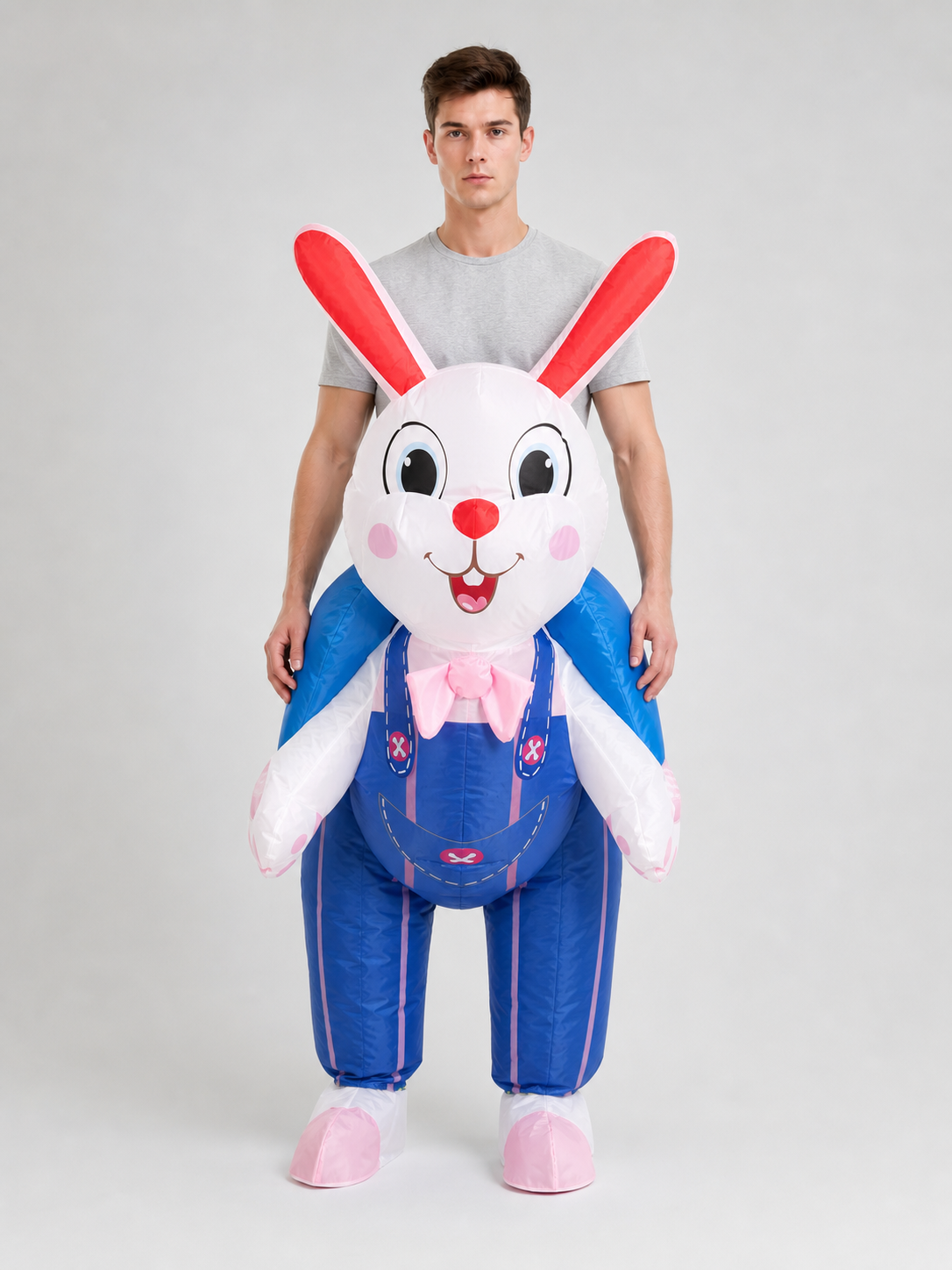 Inflatable Rabbit Costume with Blue Overalls