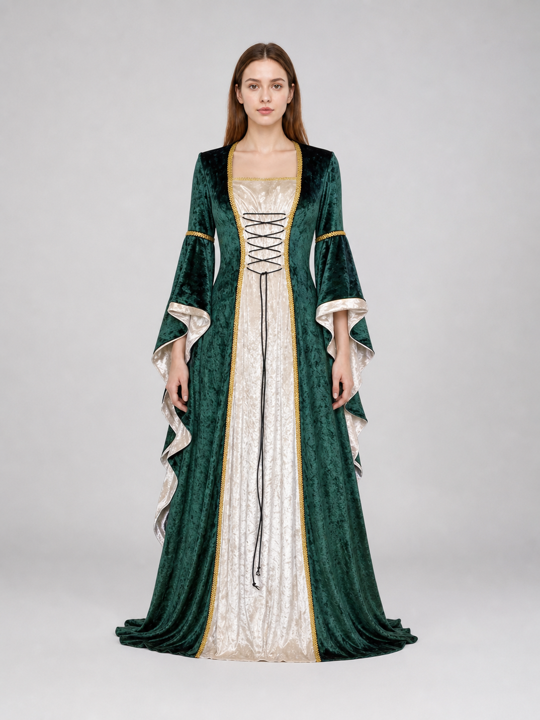 Medieval Renaissance-Style Dress with Train