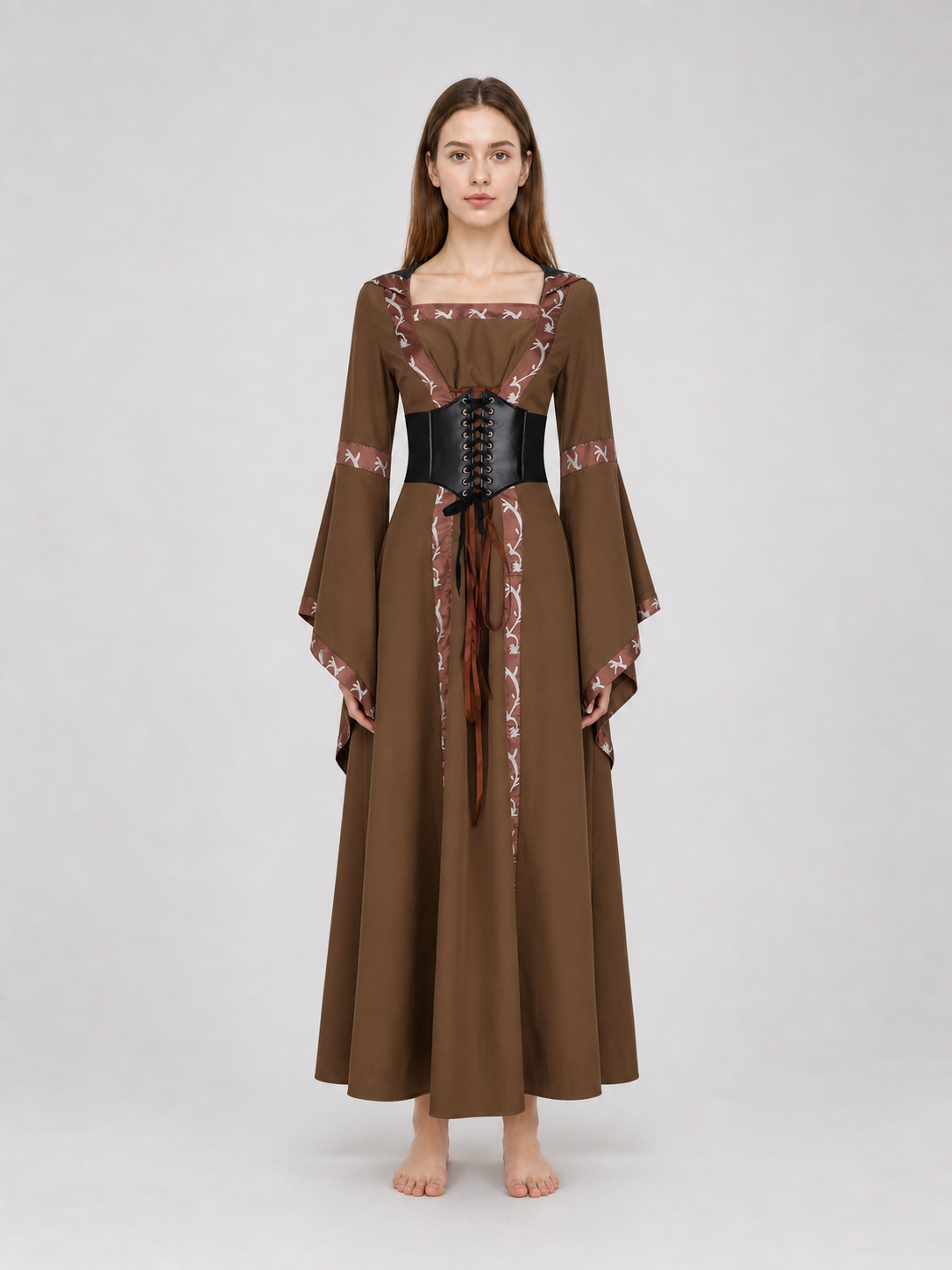 Medieval Hooded Lace-Up Dress