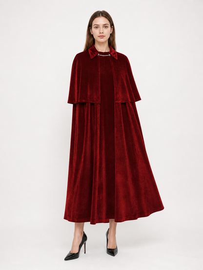 Burgundy Gothic Carnival Cape with Collar