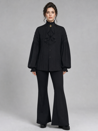 Black cosplay shirt with a high collar